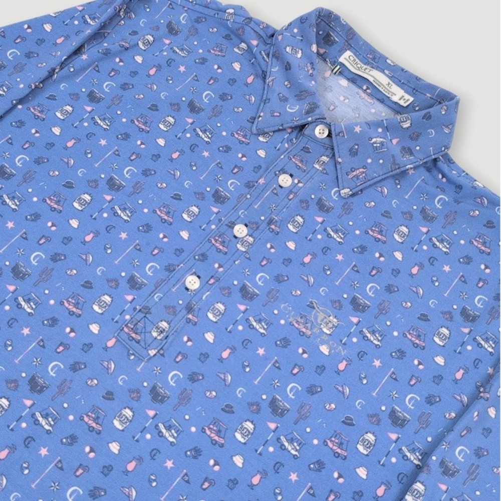 Criquet x Cimarron Hills Performance Sports Range Polo Mens XL Blue Golf Print